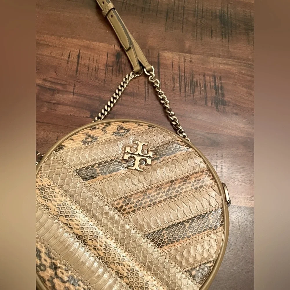 Tory Burch Authentic Tory Burch Kira Chevron Snakeskin Circle Bag EUC